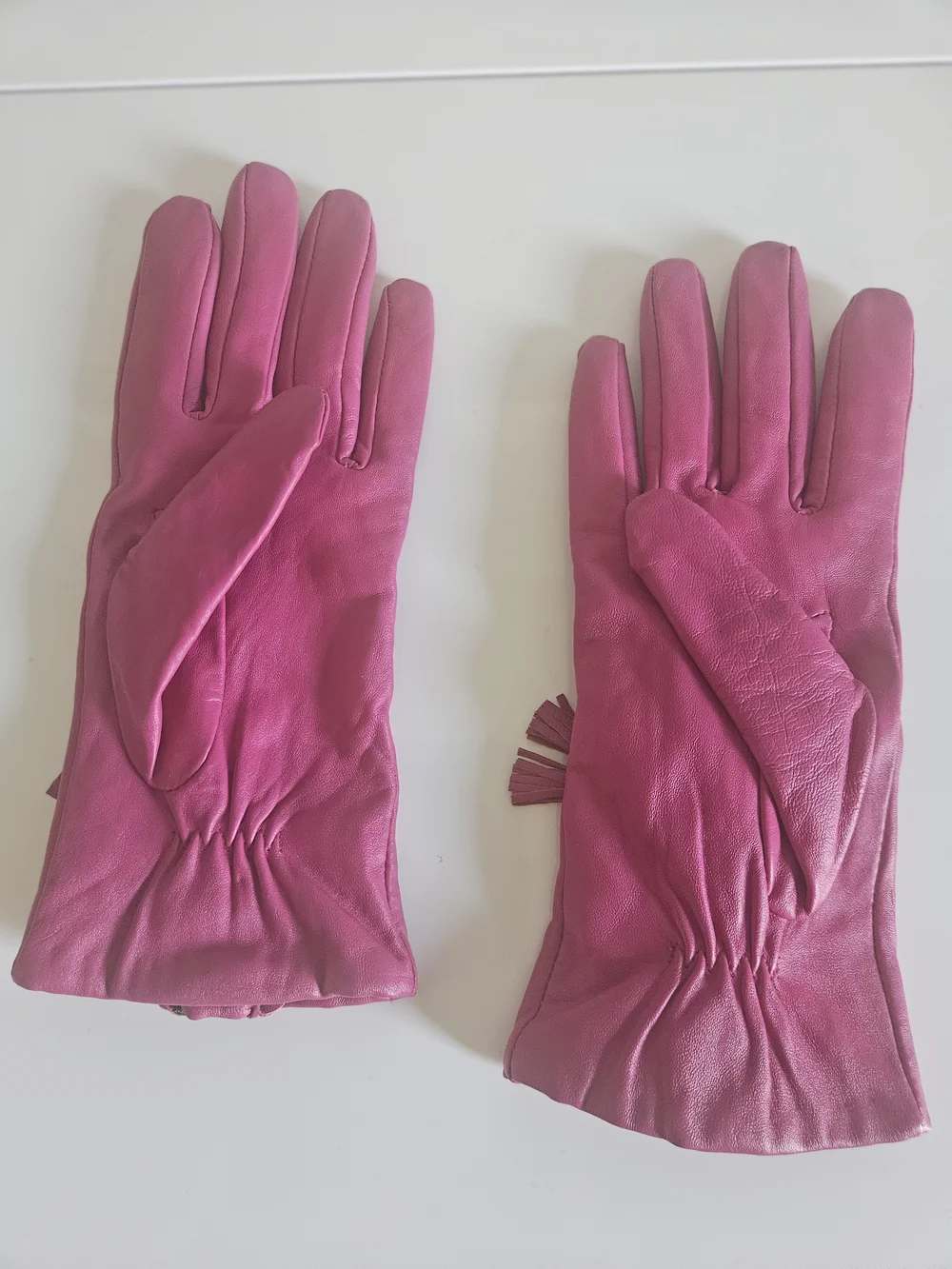 Women's Leather Zipper Gloves - Hot Pink